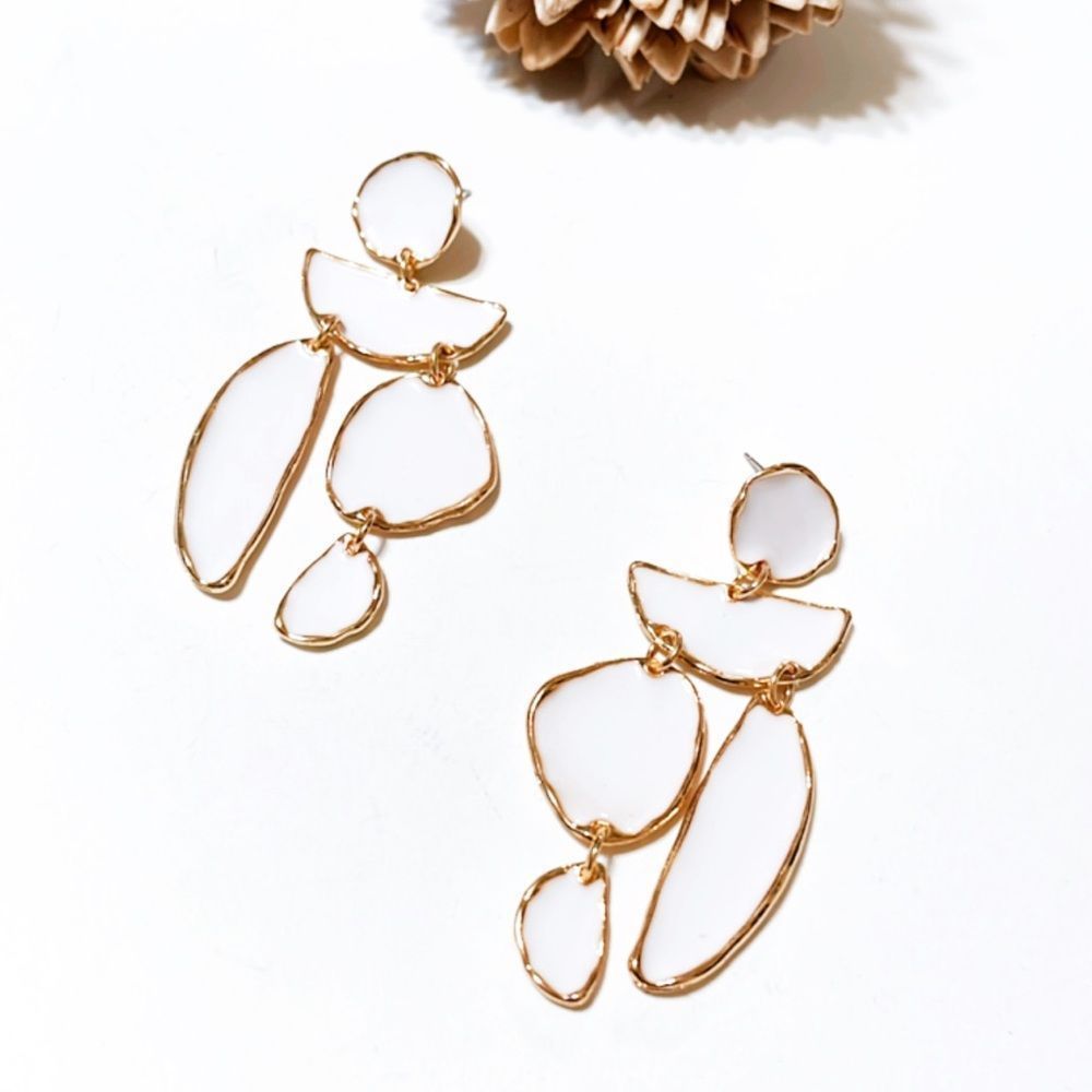 Geo dangle drop earrings M51 - Picture 2 of 6